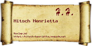 Hitsch Henrietta névjegykártya